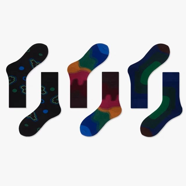 Gradient circle socks Korean design niche pure cotton socks personalized internet celebrity style ins versatile mid-calf socks for men and women