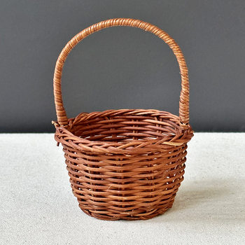 Ready-Made Round Rattan Small Baskets, Decorative Ornaments, Small Flower Baskets, Flower Arrangements, Hand-Held Hand-Woven Small Bamboo Baskets