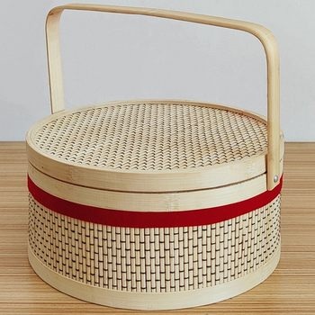 Bamboo Woven Zongzi and Mooncake Bamboo Basket Gift Box Packaging Fruit Yellow Peach Bayberry Crab Pastry Box Souvenir Gift Box Bamboo Basket