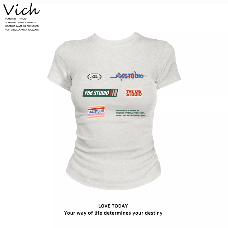 American-Style Cool Trendy Printed Short-Sleeve T-Shirt for Women, Summer Slim-Fit Jazz Street Dance Top ins