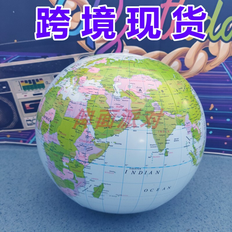 Manufacturer in Stock 16inch Inflatable Globe in English, Environmentally Friendly Pvc Globe with Stand Hole