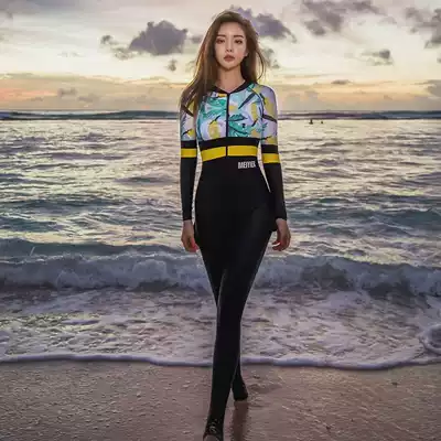 Korean diving suit women's long sleeve sunscreen one-piece zipper couple two-piece swimsuit men full-body snorkeling jellyfish clothes surfing