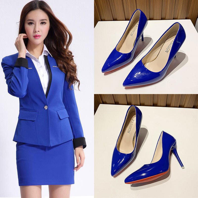 2025 Spring and Autumn New Style Sexy and Stylish Blue Pointed Toe Thin Heel High Heels for Women, Suitable for Runway, Nightclub, and Bedroom, Large Size