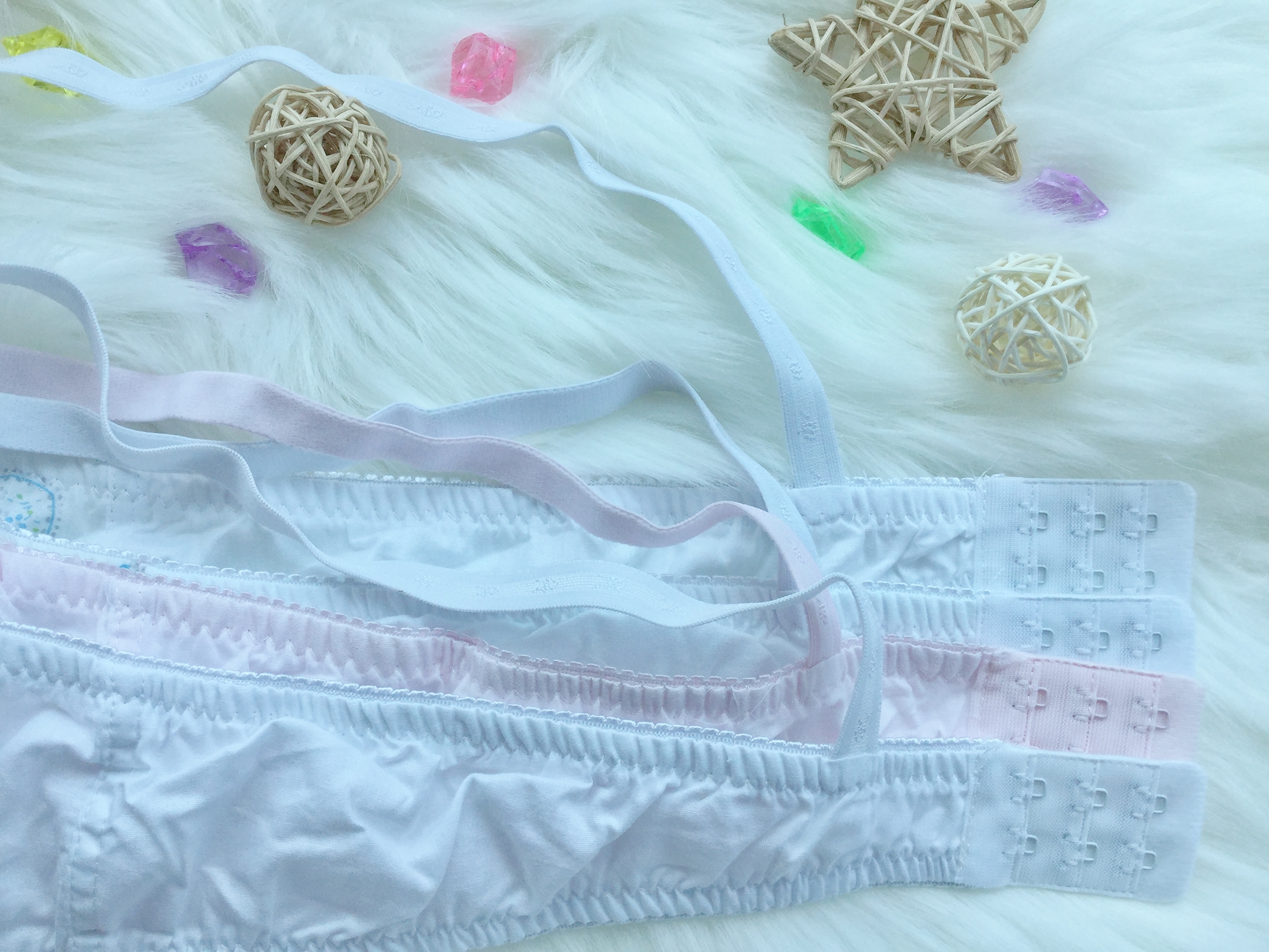 Đồ lót cotton mỏng, thấm mồ hôi, không thấm nước, không có vòng thép, không có áo ngực bằng cotton (6 Gói) - Áo ngực không dây quần lót bầu