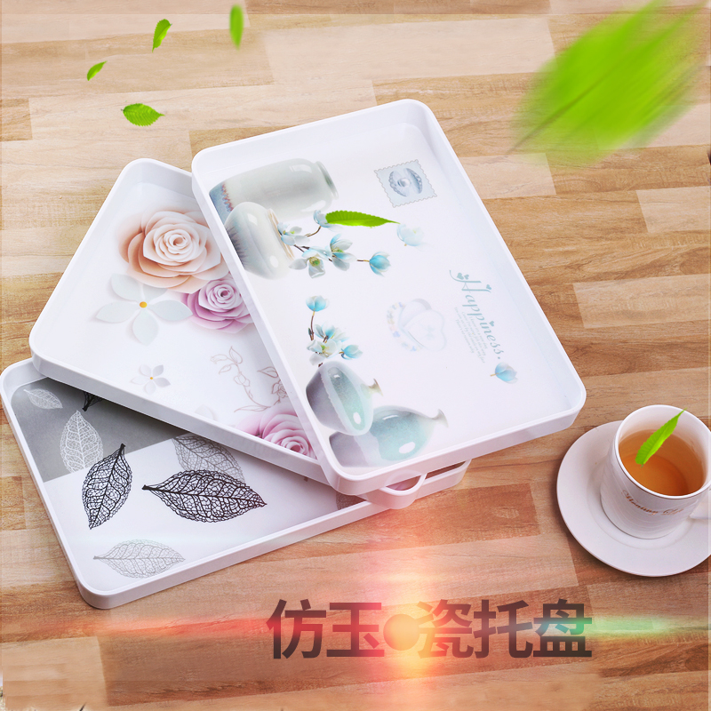 European-style melamine cup tray Nordic rectangular household tea plastic creative modern minimal fruit disk