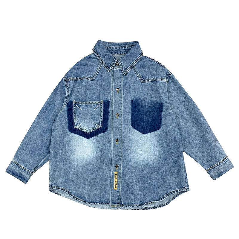 товар из китая 女童牛仔衬衫春秋季2026新款儿童装春装洋气宝宝长袖上衣韩版衬衣 Other
