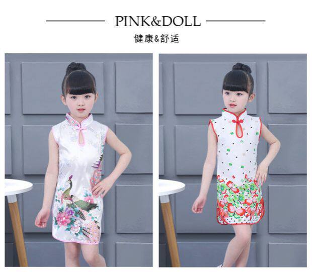 Летняя одежда, детское ципао, юбка, платье для отдыха, коллекция 2023, в западном стиле   