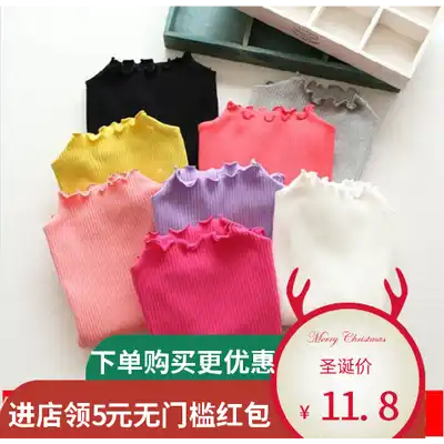 Tide girls 2021 new autumn tops Children's clothing girls spring and autumn wild long-sleeved round neck inner clothes pure cotton T-shirt