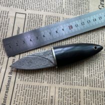 Damascus Steel Olive Knife Black sandalwood with a pocket small straight knife