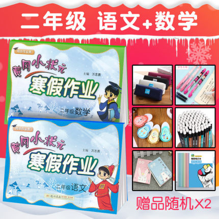 2019新版现货 寒假作业二年级语文数学 共2本
