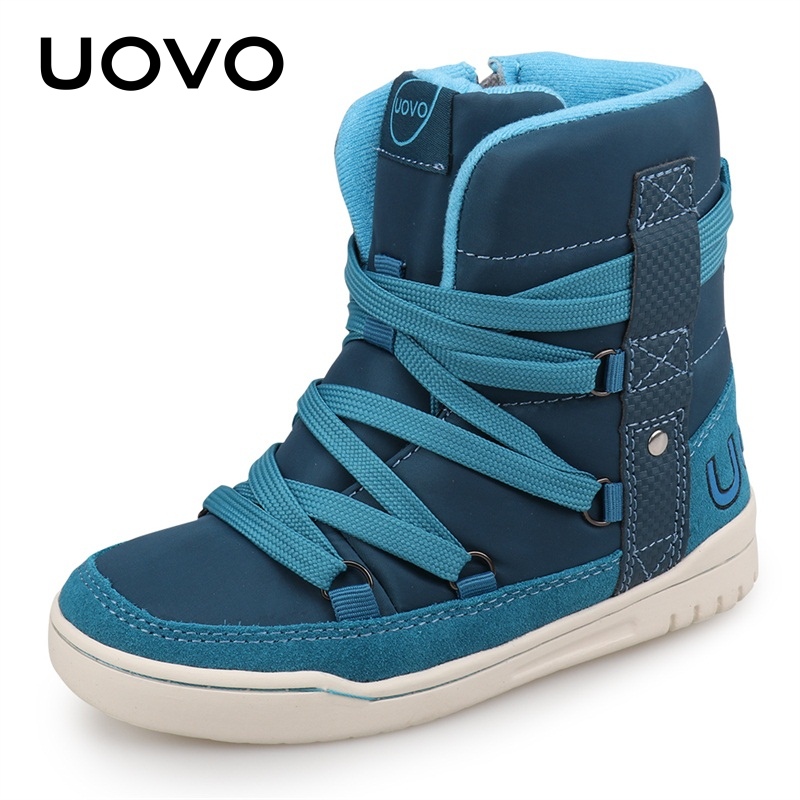 Blue LakeUOVO children Boots male 2020 new pattern winter Boy Snow cotton boots Small Eldest child Autumn and winter girl Short boots tide
