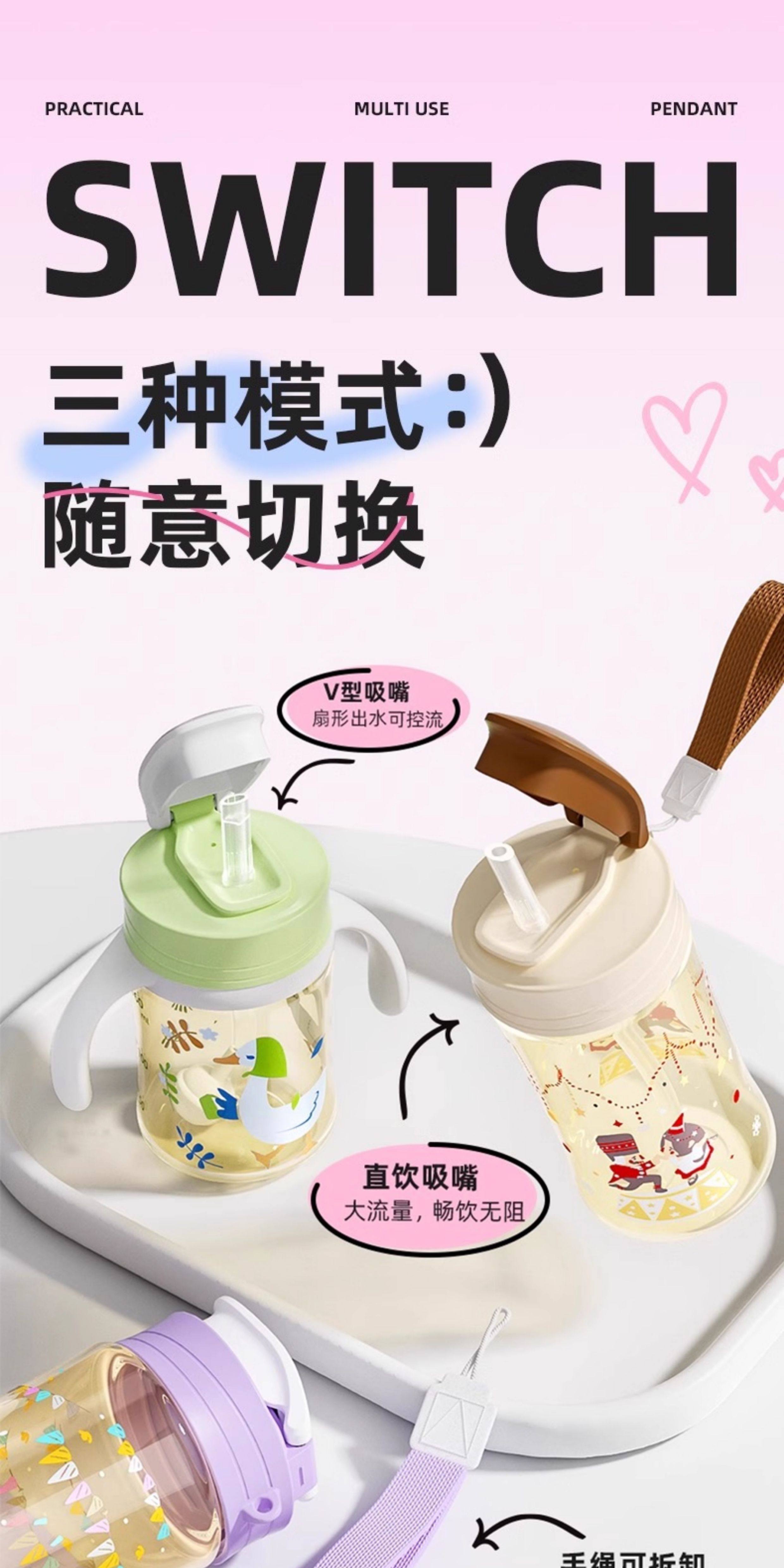 Крышка для бутылочек 安配水杯盖适配贝亲第3代奶瓶配件宽口奶瓶转换头直饮吸管重力球 Residential distribution