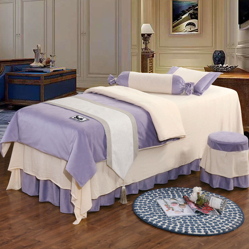Bắc Âu nhỏ gọn khăn trải giường vẻ đẹp gia đình bốn cao cấp đẹp log bông nhung tùy chỉnh sang trọng salon gia đình dành riêng bốn - Trang bị tấm mẫu ga giường spa
