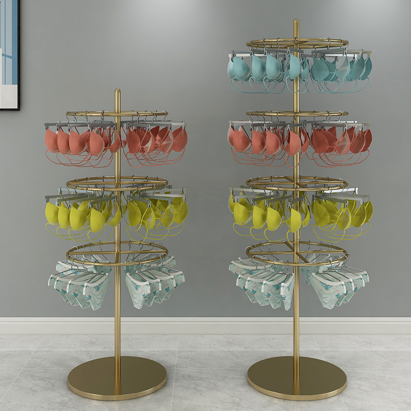 Clothing store short bra display stand floor-to-ceiling underwear shelf round pajamas display simple hanging socks underwear multi-layer