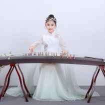 2020 new guzheng performance clothing Chinese style cheongsam stand collar design erhu pipa folk music stage costume