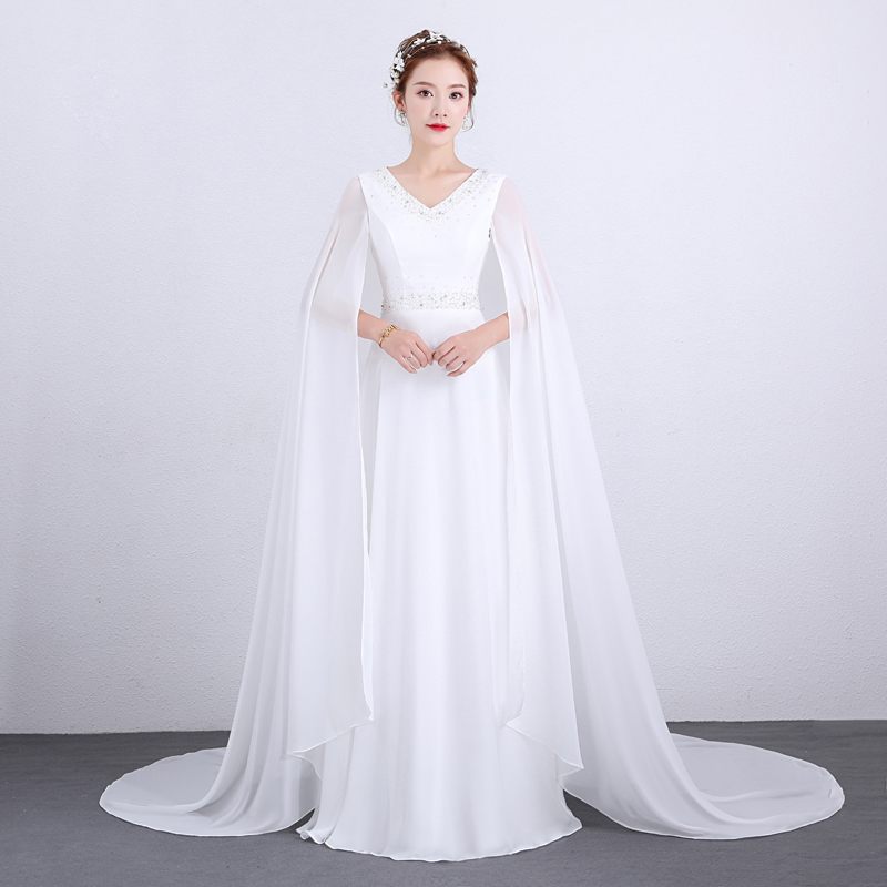2020 new customizable colors elegant and thin guzheng performance gown with long version of white water sleeve performance gown