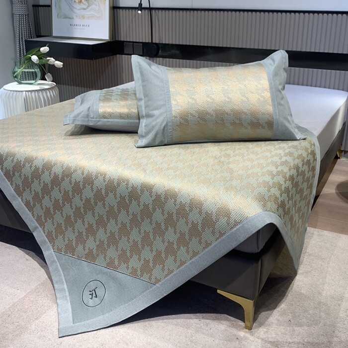 2021 New ice silk mat three-piece set foldable washing Mat 1 5 summer Mat 1 8 meters