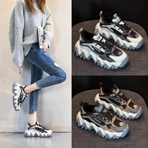 Plus velvet old daddy shoes women 100 hitch version 2019 Winter ins ultra-fiery shoes genuine leather thick bottom casual sneakers