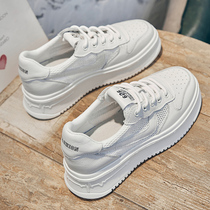 Net Face Breathable Little White Shoes Woman 2023 Spring Summer New Flat-botarrondi Mesh Shoes Woman 100 lap light Thick Bottom Pine Pastry Shoes