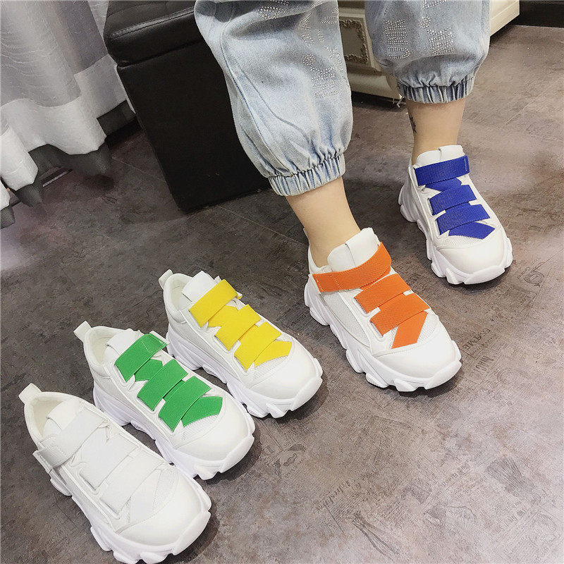 European station small white shoes women's elastic band thick bottom mesh casual shoes 2019 net red spring new platform sneakers