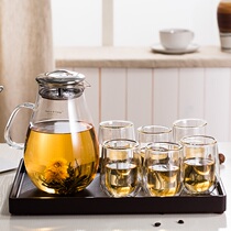 Teraz glass cold water bottle set heat-resistant explosion-proof Nordic simple living room household 6 tea cups
