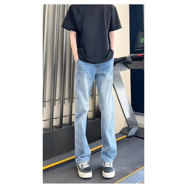 Simple and Trendy American-Style Snowflake Blue Jeans, Cleanfit, Height-Enhancing, Versatile, Slightly Flared Denim Pants, New Style
