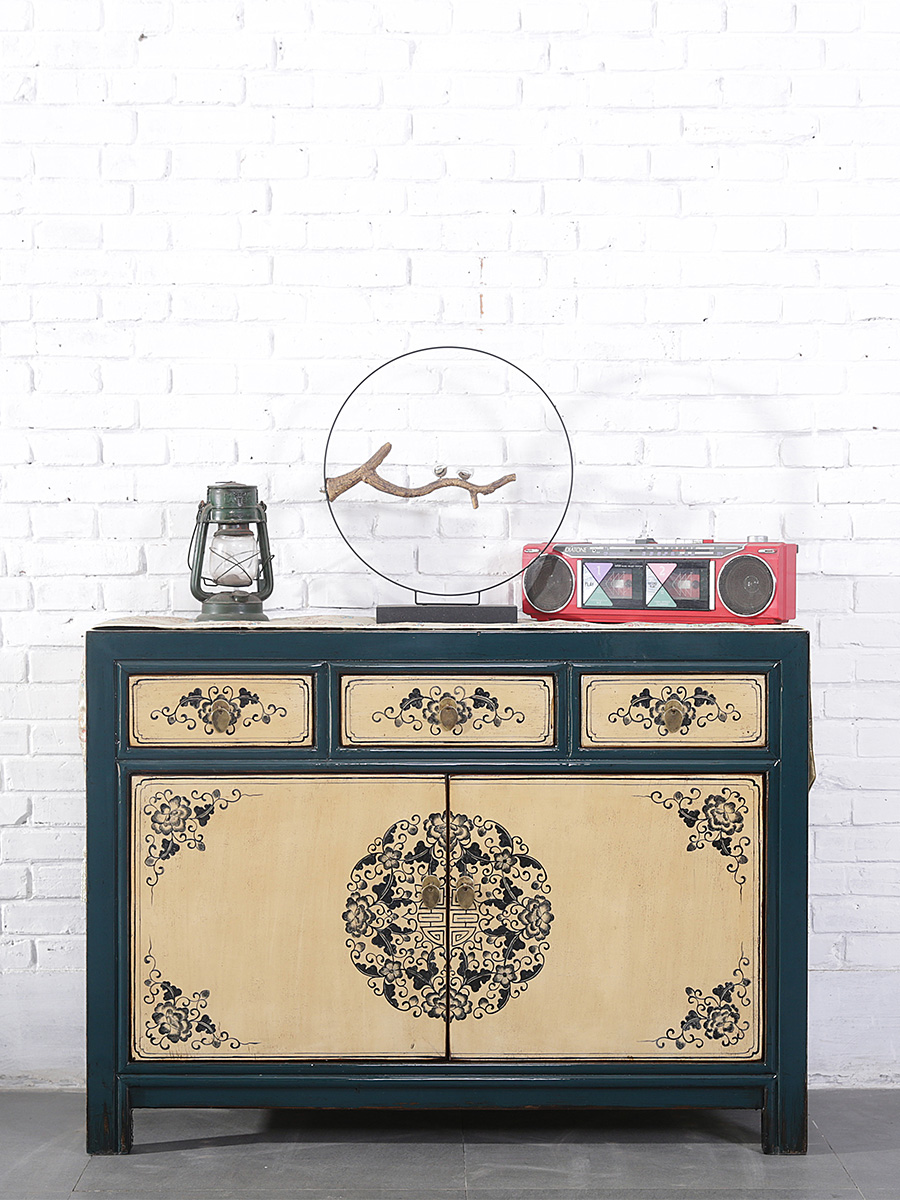 Chinese style porch cabinet middle ancient cabinet retro painted cabinet solid wood painted shoe cabinet antique lacquer cabinet new Chinese style locker