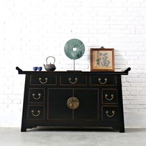 Chinese style porch cabinet solid wood furniture New Chinese cabinet retro sideboard classical door hall cabinet living room cabinet old old
