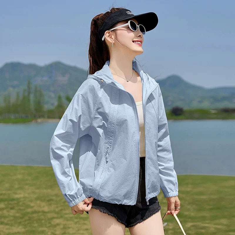 Hooded Sun Protection Clothing for Women 2026 Summer New Versatile Petite Casual Ice Silk Sun Protection Short Jacket Women's Top Hooded Sun Protection Clothing for Women 2026 Summer New Versatile Petite Casual Ice Silk Sun Protection Short Jacket Women's Top