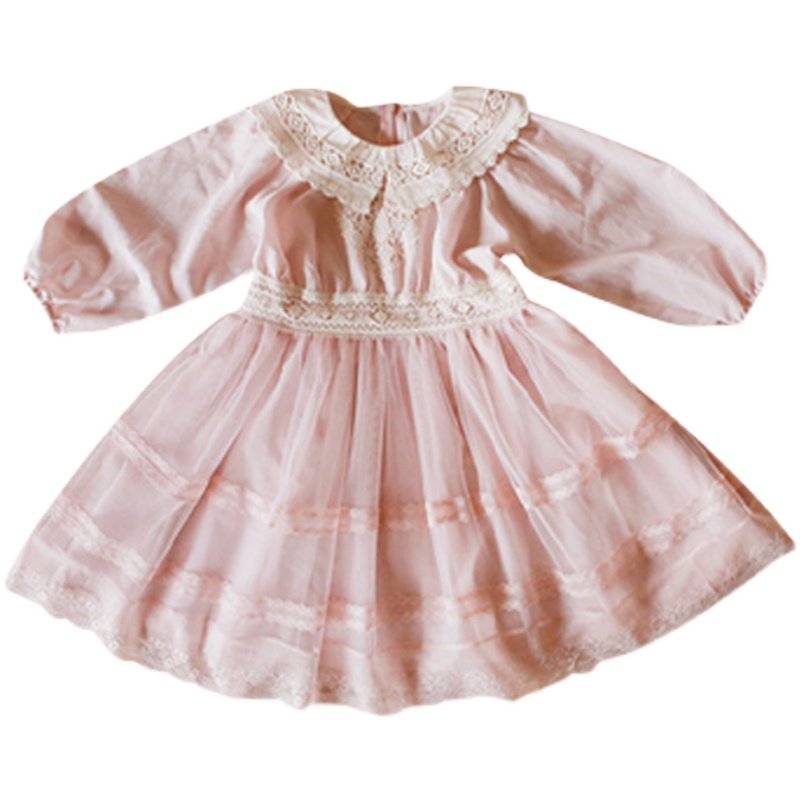 Girls' Dress Spring 2023 New Korean Children's Sweet Lace Pengpeng Yarn