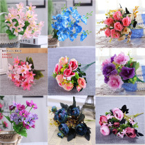 Single bunch of rose artificial flower lily Phalaenopsis living room table fake flower plastic flower arrangement decoration wedding props ornaments