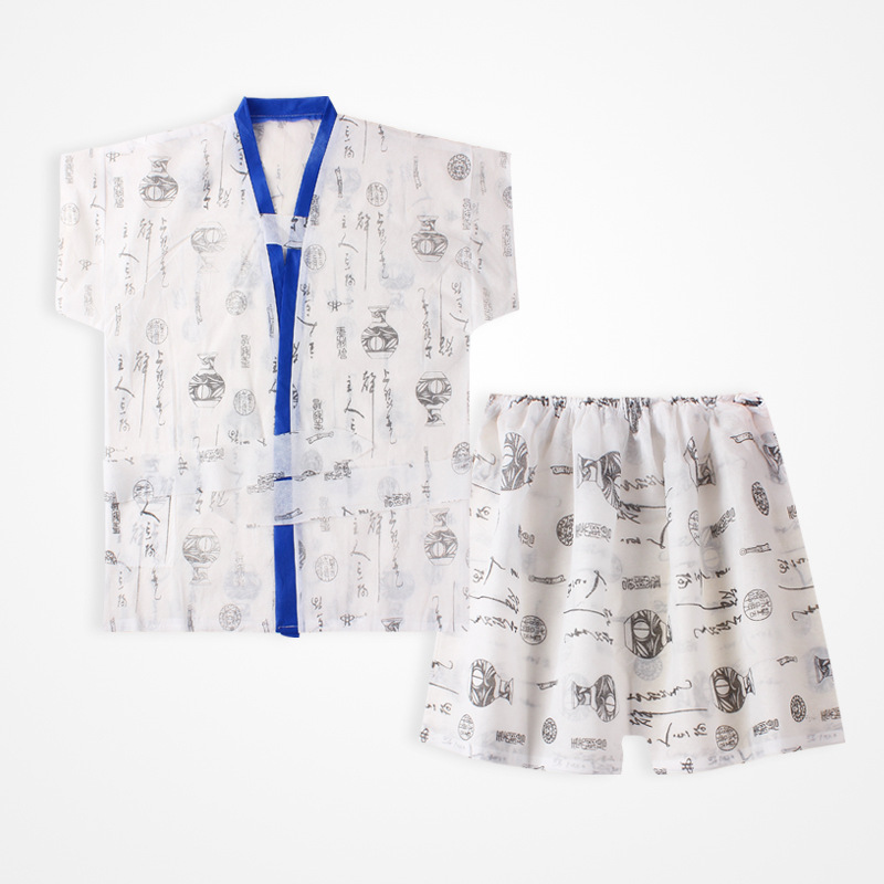 Factory direct sales of ancient vase flower disposable sauna suit suit sweat steaming beauty non-woven bathrobe massage casual wear