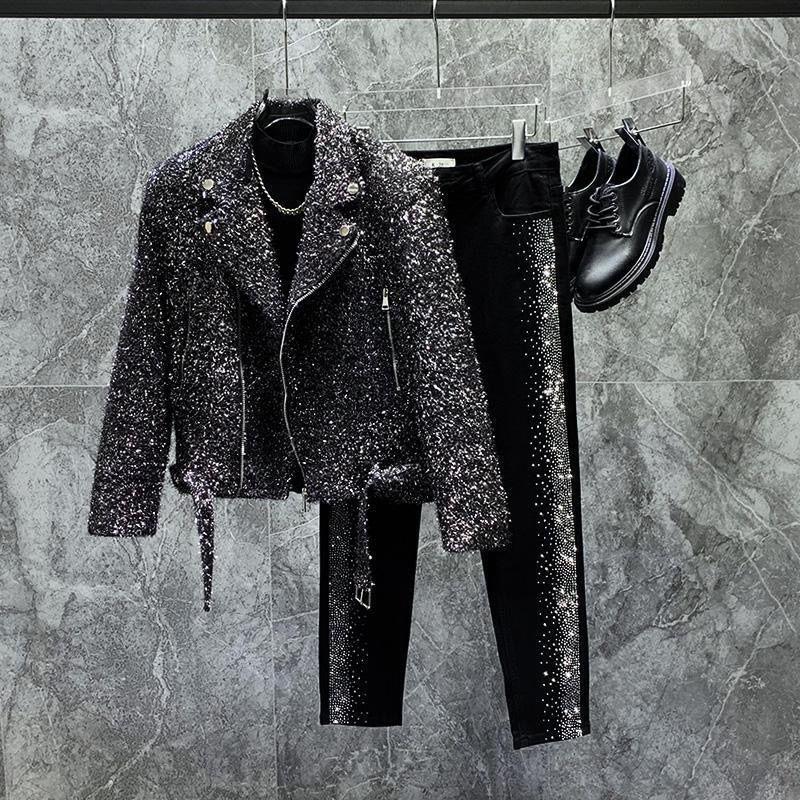 Autumn and Winter Fashionable and High-End Bright Tassel Design Short Suit Jacket Top Loose and Trendy Korean Style Handsome Jacket Autumn and Winter Fashionable and High-End Bright Tassel Design Short Suit Jacket Top Loose and Trendy Korean Style Handsome Jacket