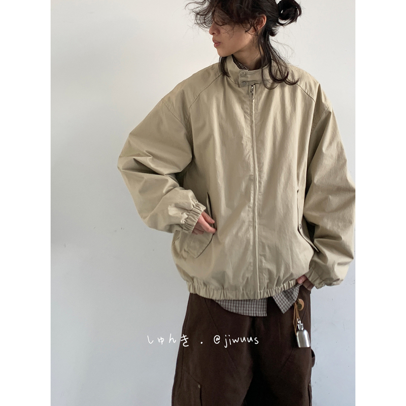 Autumn New Japanese Style Lazy Casual Stand-Up Collar Workwear Jacket for Men and Women, College Style Loose Retro Casual Coat Trendy