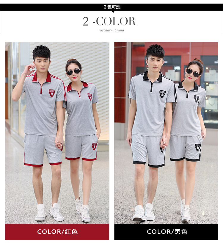Couple thể thao phù hợp với mùa hè nam ngắn tay thể thao giản dị bông nam giới và phụ nữ chạy quần áo tập thể dục trung niên kích thước lớn bộ quần áo thể thao adidas