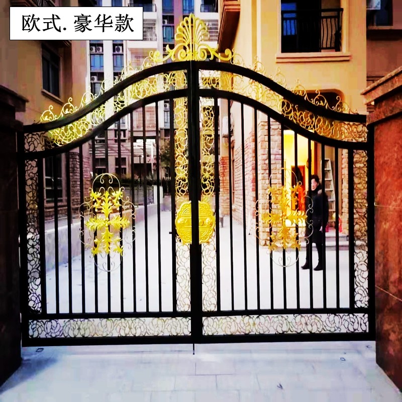 Villa Luxury Iron Art Aluminum Art Eurostyle Courtyard Gate Open Door Automatic Door Antique Chinese Style Modern Style Rustproof