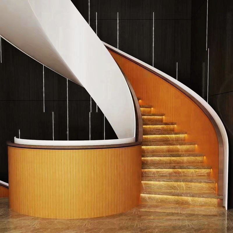 Shenzhen Dongguan steel structure stair handrail guardrail villa home simple modern new Chinese European style indoor rotating light