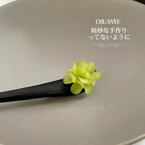 Зеленая современная китайская шпилька, заколка для волос, шпильки для волос, аксессуар для волос, в цветочек, простой и элегантный дизайн, популярно в интернете, коллекция 2023