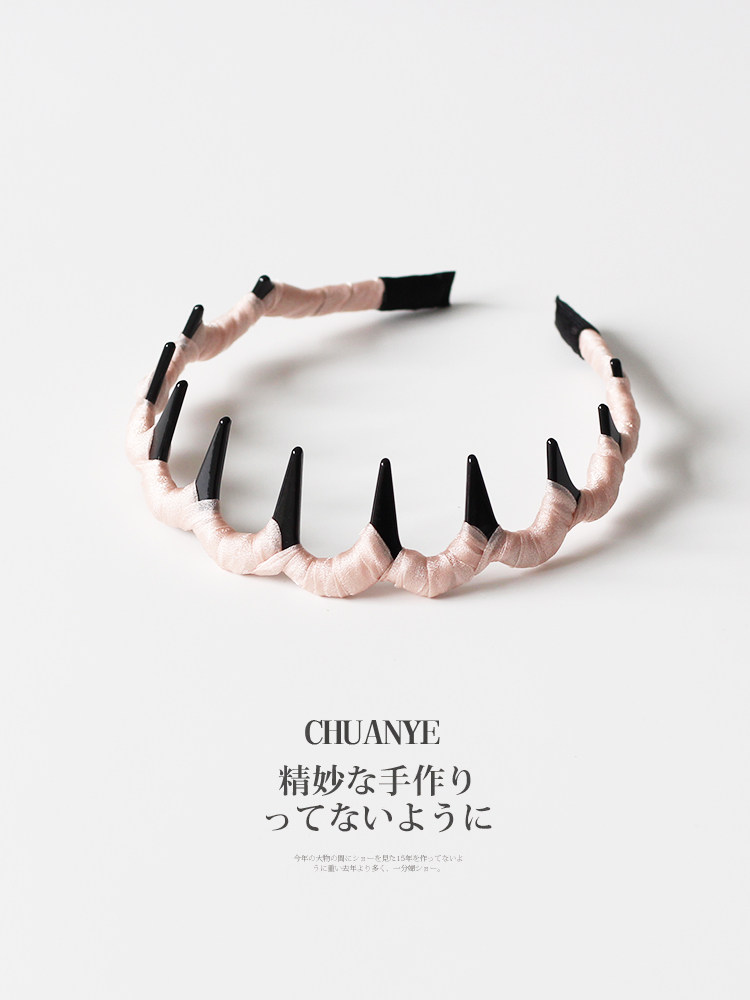 Kawano pink non-slip toothed hair hoop for women with high skull headband showing small face, washing face and breaking hair, organizing artifact