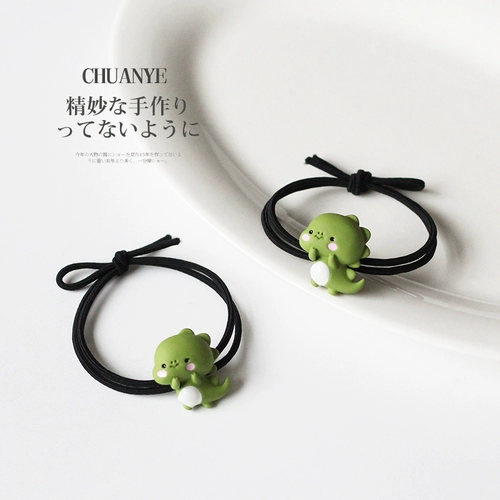 Зеленый динозавр, милая высокая эластичная прочная резинка для волос, популярно в интернете