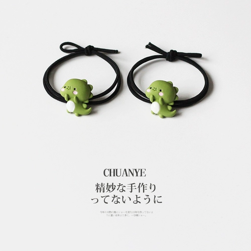 Зеленый динозавр, милая высокая эластичная прочная резинка для волос, популярно в интернете