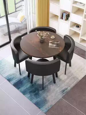 Simple negotiation office meeting reception leisure round table sample House Display Center snack milk tea shop small apartment dining table and chair combination
