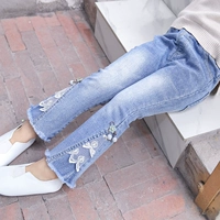 Quần jeans nữ mùa thu 2019 mới cho bé quần ống loe phiên bản Hàn Quốc của quần ống rộng cho bé hoang dã mùa xuân và mùa thu 1-3 tuổi 4 - Quần jean quần áo bé gái