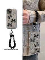 Apply Apple 14 15promax phone shell Cubo black bow tie water drill iPhone13 12 anti-fall