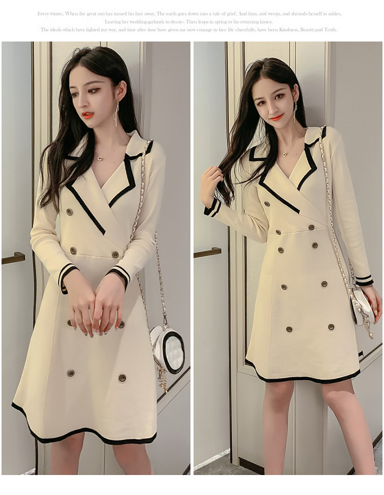 VK旗艦店 韓國風針織裙氣質顯瘦長袖洋裝