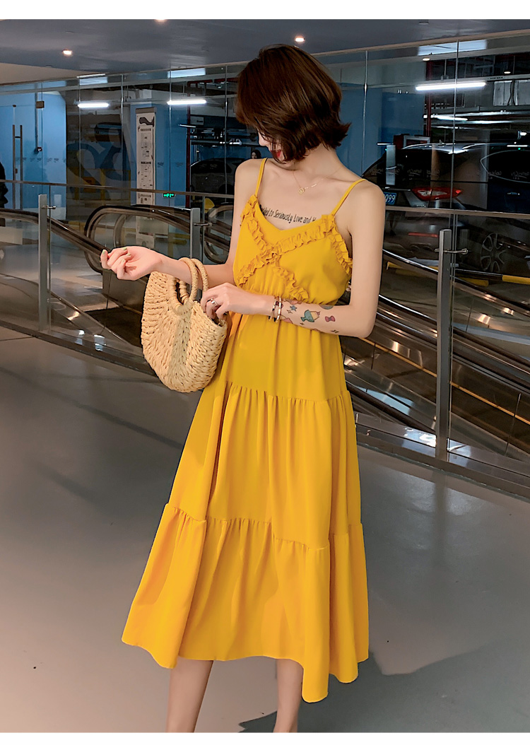 VK旗艦店 韓妞最愛木耳邊性感露背無袖洋裝