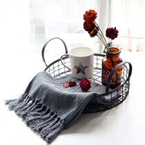 ins Nordic style wrought iron storage box ornaments multi-functional bread basket metal fruit basket sample room storage basket