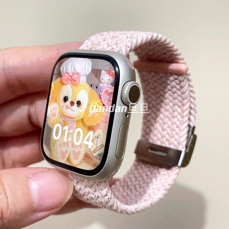 Suitable for Apple Watch Woven Single-Color Metal Buckle iWatch Strap Applewatch Strap All Series