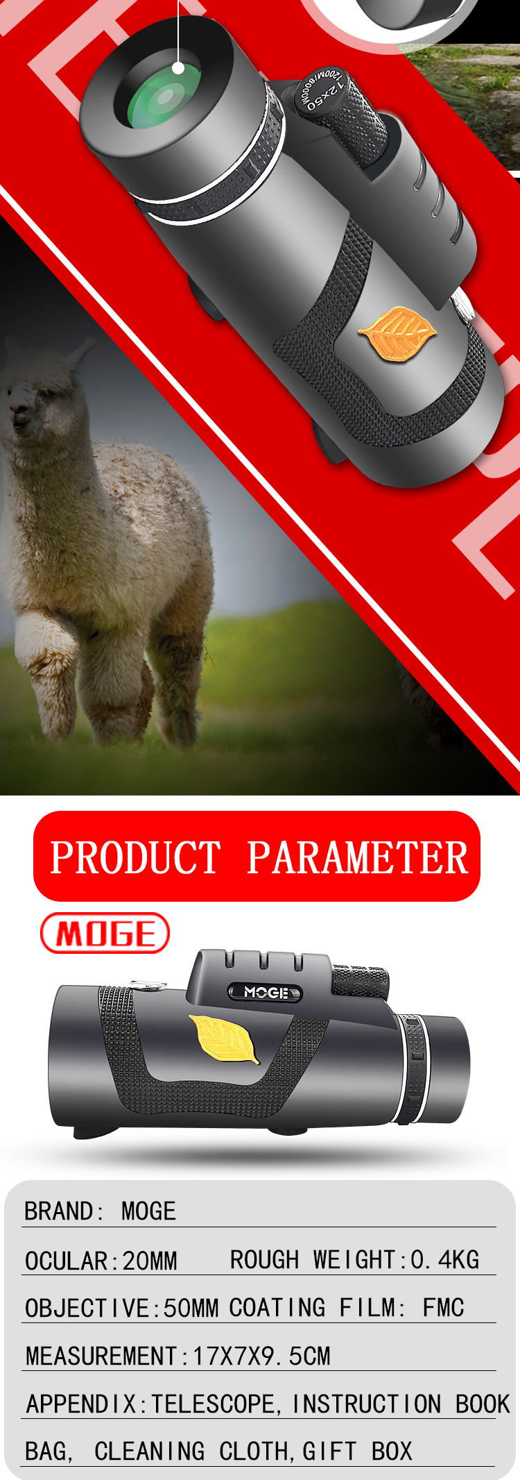 HD kính viễn vọng một mắt công suất cao ánh sáng thấp tầm nhìn ban đêm sniper buổi hòa nhạc - Kính viễn vọng / Kính / Kính ngoài trời ống nhòm một mắt