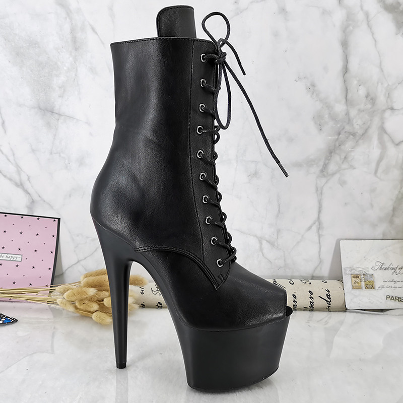 Leecabe Fishmouth New Platform High Heels Nightclub Model Boots Catwalk Stiletto Pole Dance European and American 3K